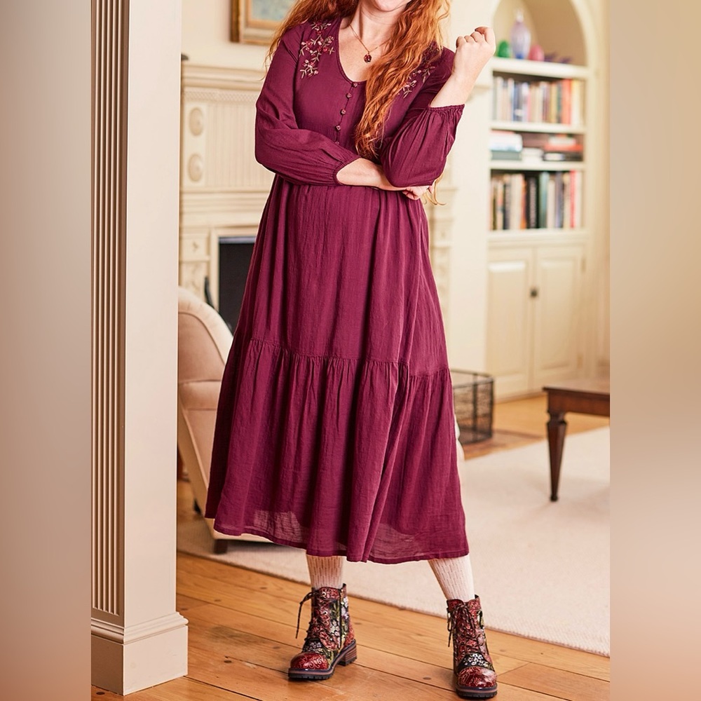 Beautiful April Cornell dress.  Like new.  Size Medium.  Sumptuous berry color.